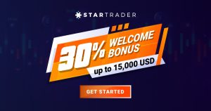 Startrader offers a 30% welcome bonus up to $15,000 in forex